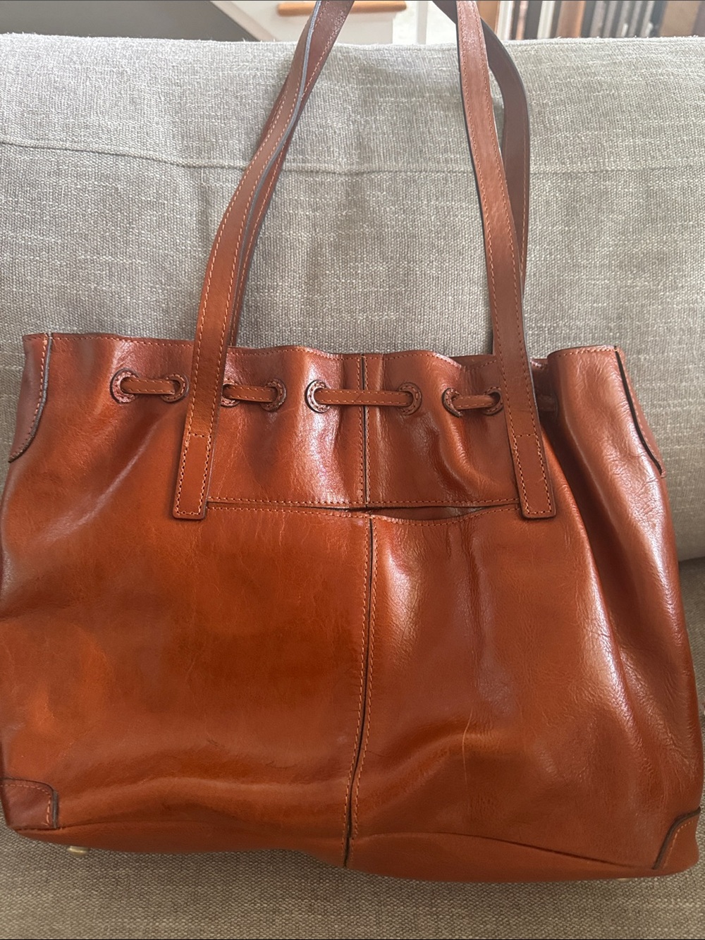 Patricia Nash Cognac Leather Tassel Tote with Medallion - Picture 3 of 9